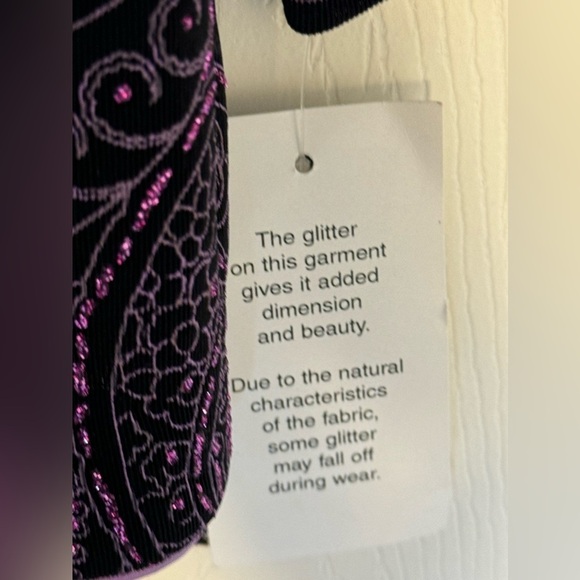 Alex Evenings Pink And Black Sparkly Paisley Cardigan Dressy Blazer LP NWT - Picture 6 of 11